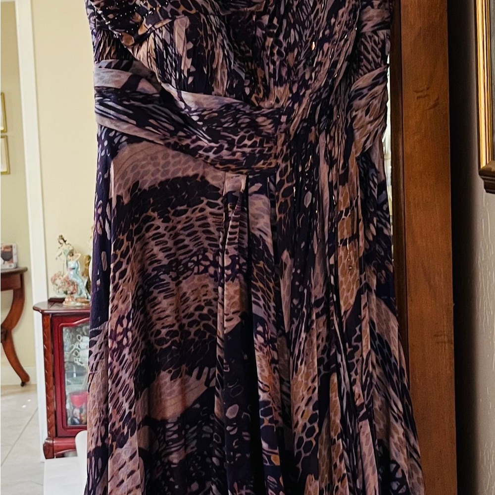 Rare Alberto Makali Silk geometric abstract print cocktail dress size 10